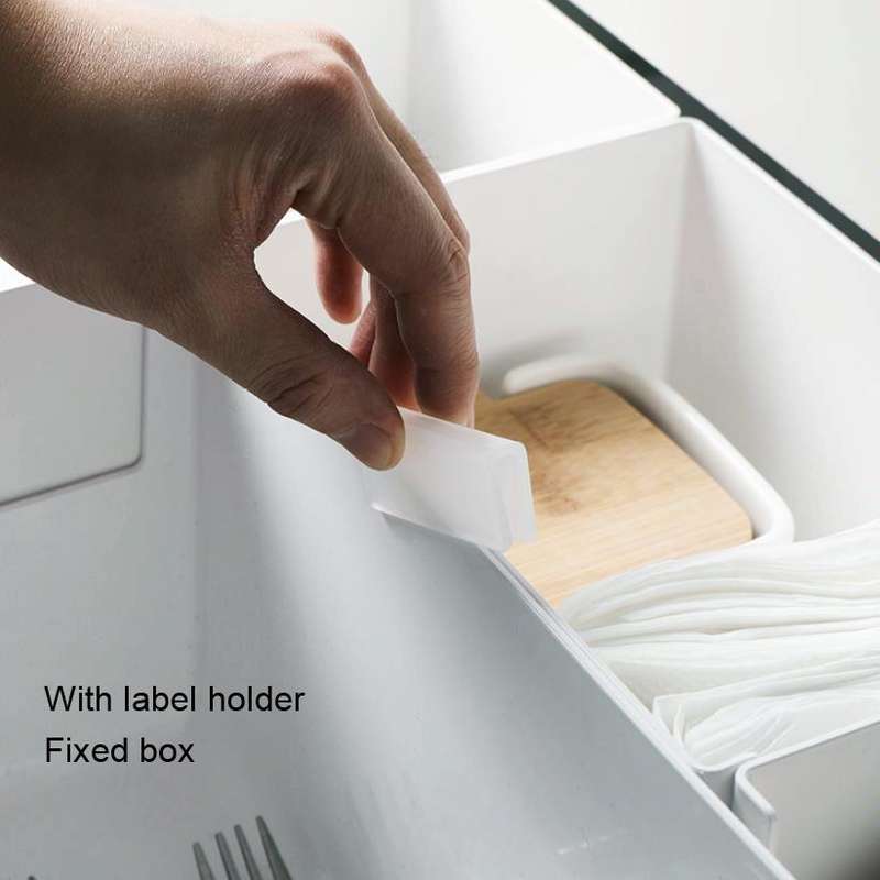Cabinet Drawer Storage Organizer Box With Classification Label Clip, Style: Narrow Small