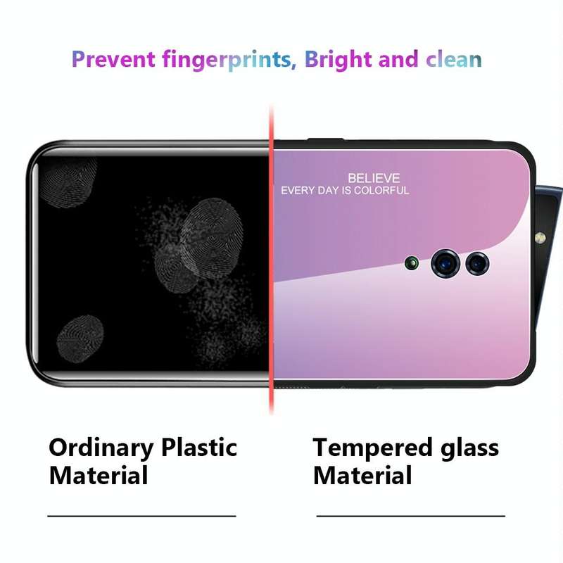 For OPPO Reno Gradient Color Glass Case(Blue)