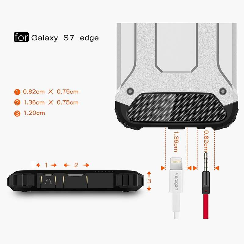 For Galaxy S7 Edge / G935 Tough Armor TPU + PC Combination Case (Silver)