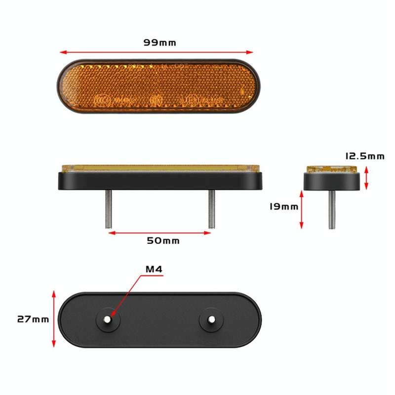 2 PCS 24LED Reflector Brake Light Turn Signal Light(White Shell Yellow Light)