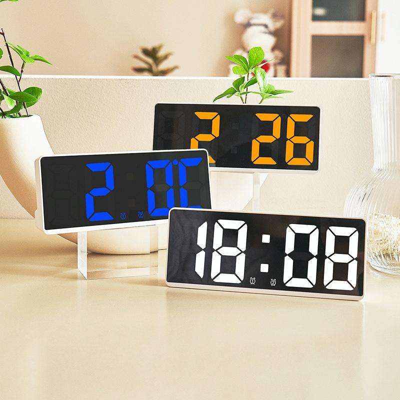LED Bedside Alarm Clock Battery Plug-In Dual-Purpose Clock(Blue)