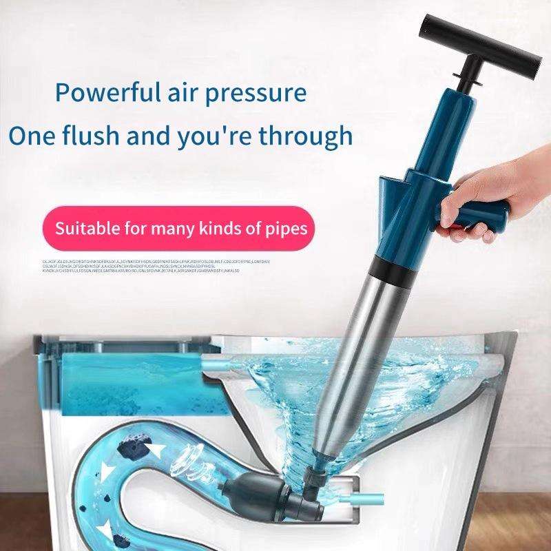Toilet Pipe Dredger Toilet Sewer Floor Drain Clogged Household High Pressure Pneumatic Tool(Black)