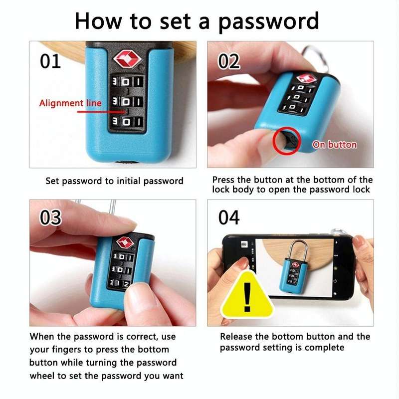 TSA Customs Code Lock Travel Luggage Lock Mini Contrast Color Design Combination Padlock(Purple B...