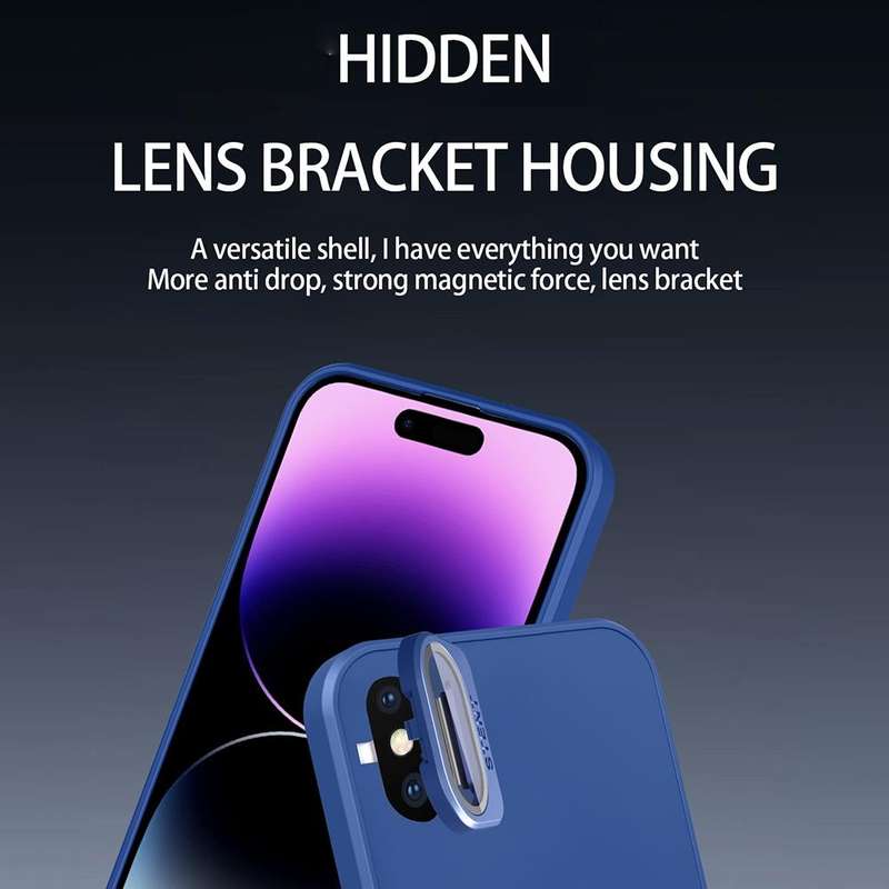 For iPhone X / XS Skin Feel Magnifier MagSafe Lens Holder Phone Case(Purple)