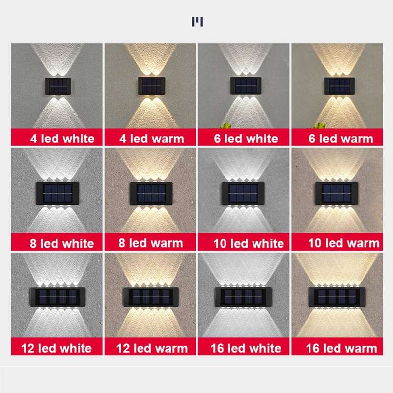 2LED NiMH Solar Wall Lamp Outdoor Waterproof Up And Down Double-headed Spotlights(Warm Light)