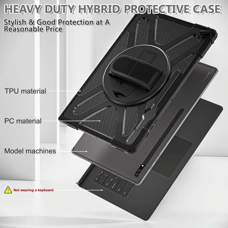For Samsung Galaxy S8 Ultra / X900 Rotary Grab TPU + PC Tablet Case(Black)