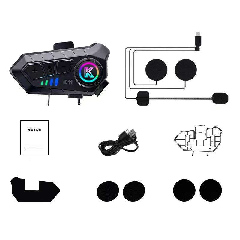 KUQIBAO K11 Motorcycle Helmet Waterproof Subwoofer Bluetooth Headphones(Hard Microphone)