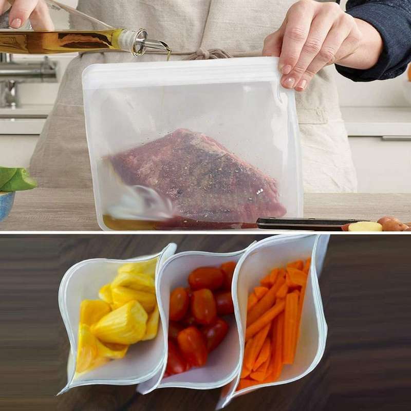 10 in 1 Translucent Frosted PEVA Food Preservation Bag Refrigerator Food Storage Bag Self-Sealing...
