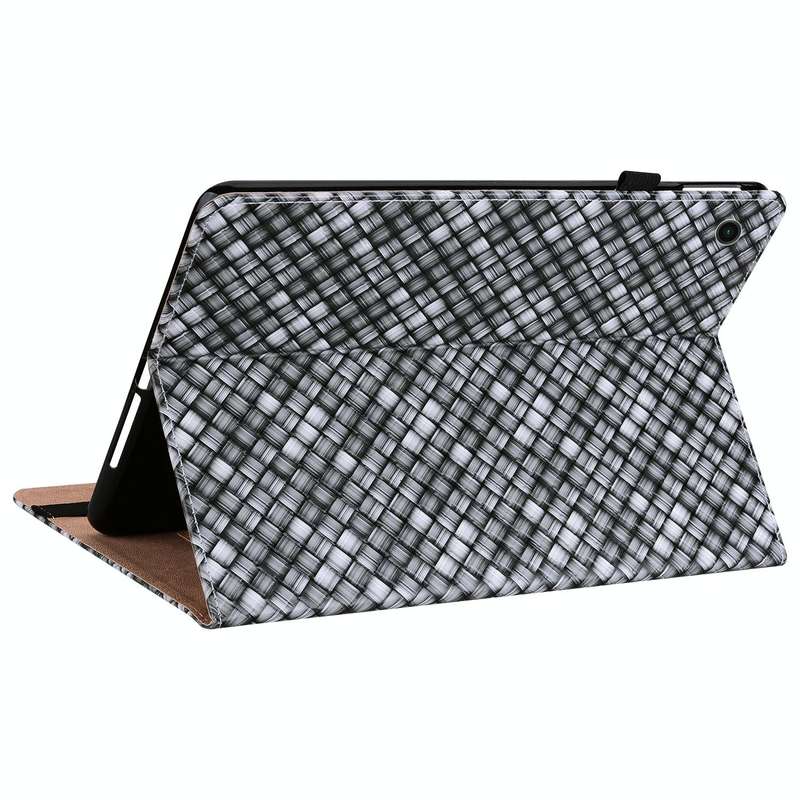 For Samsung Galaxy Tab A8 10.5 2021 Color Weave Leather Tablet Case with Holder(Black)