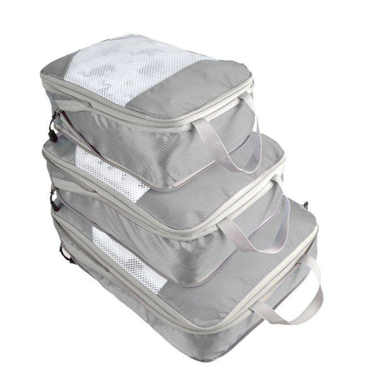 3 PCS/Set Travel Waterproof Compression Clothes Storage Bag(Gray With Net)