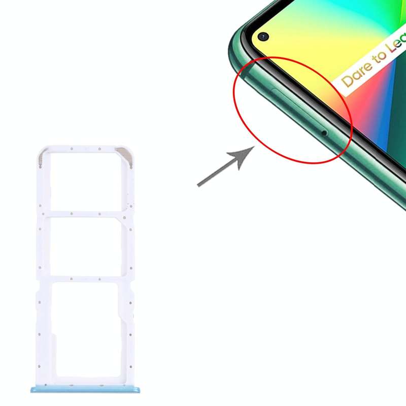 For OPPO Realme 7i RMX2103  SIM Card Tray + SIM Card Tray + Micro SD Card Tray (Blue)