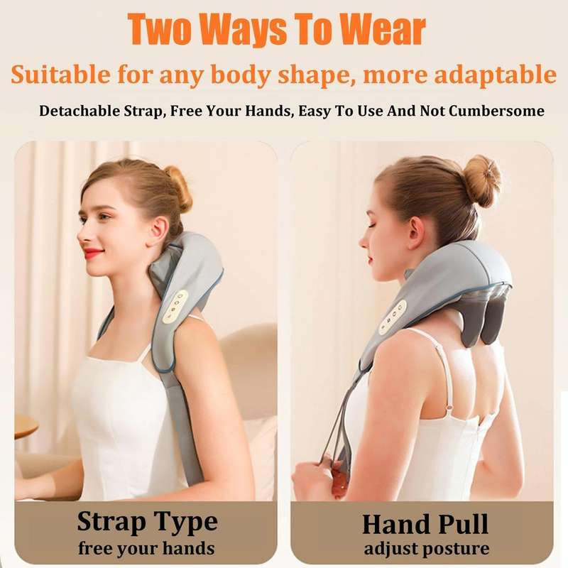 Electric Neck And Shoulder Massager Shiatsu Back Neck Massager With Heat(White)