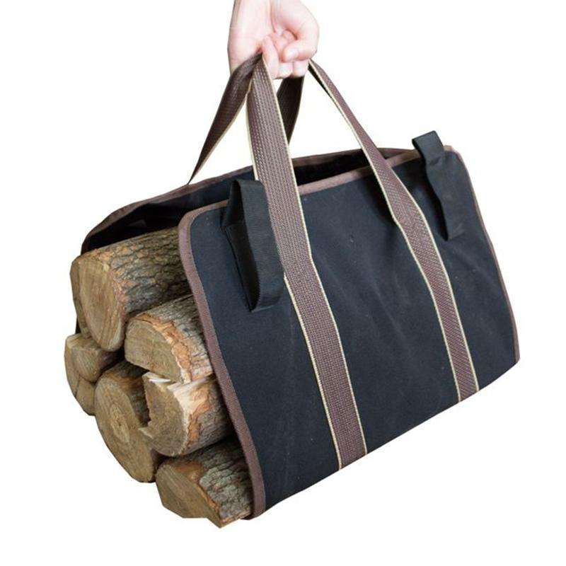 Outdoor Large Capacity Canvas Logging Package Firewood Storage Bag(Khaki)
