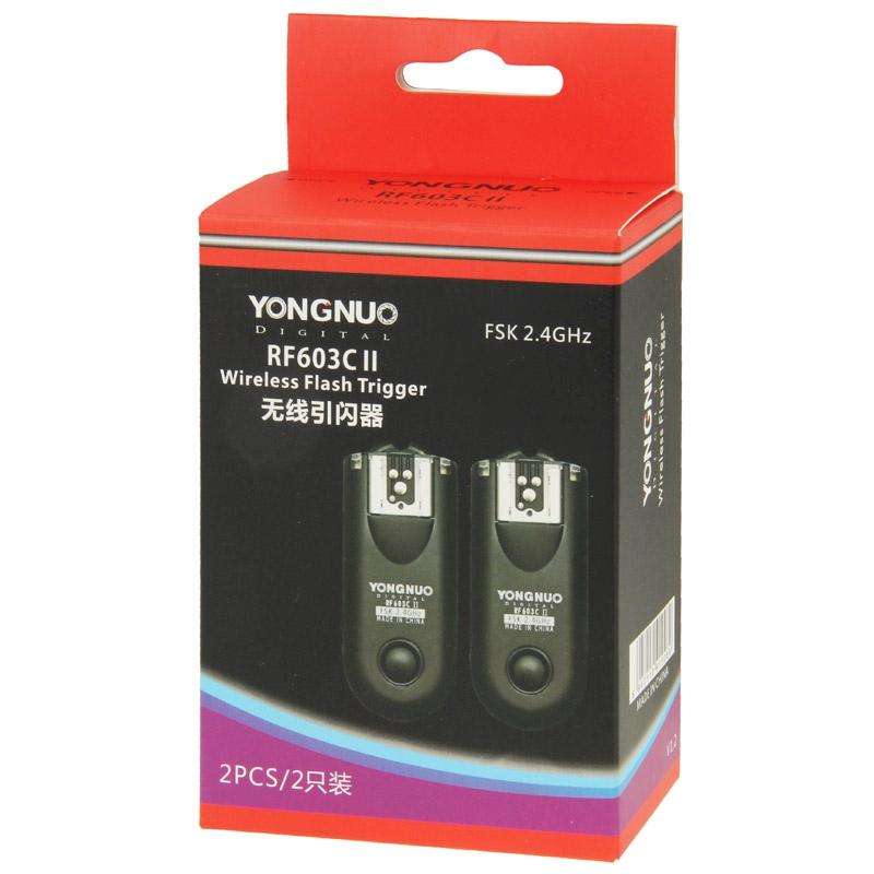 2 PCS YONGNUO RF603C II FSK 2.4GHz Wireless Flash Trigger with C1 Shutter Connecting Cable