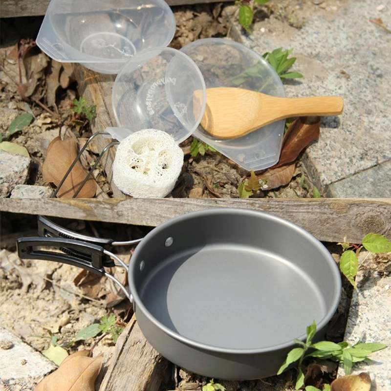 DS-500 Outdoor Camping Ultra Light Weight 15 Piece Cookware Stackable Set for 4-5 People, Size: L...