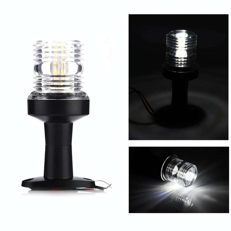 DC 12V 3W Marine Boat Yacht Stern Anchor LED Navigation Pedestal Light All Round 360 Degree White...