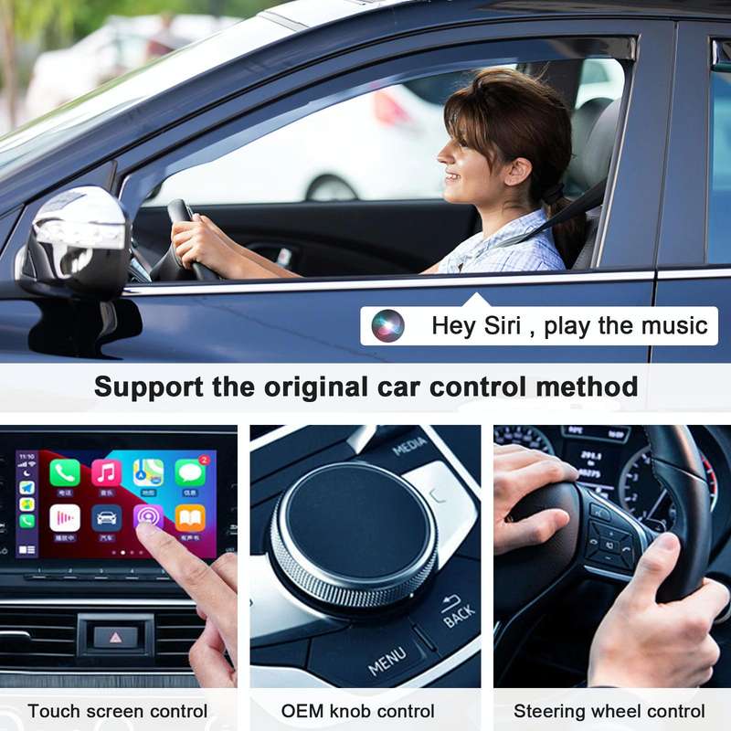 THT-020-2 USB + USB-C / Type-C Wired to Wireless Carplay Adapter for iPhone(Black)