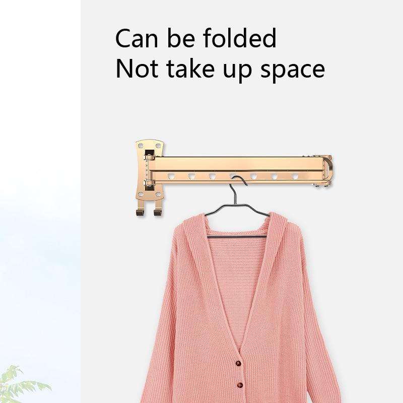 Clothes Rack Folding Telescopic Balcony Drying Rack Indoor Household Wall-Mounted Clothes Rail, C...