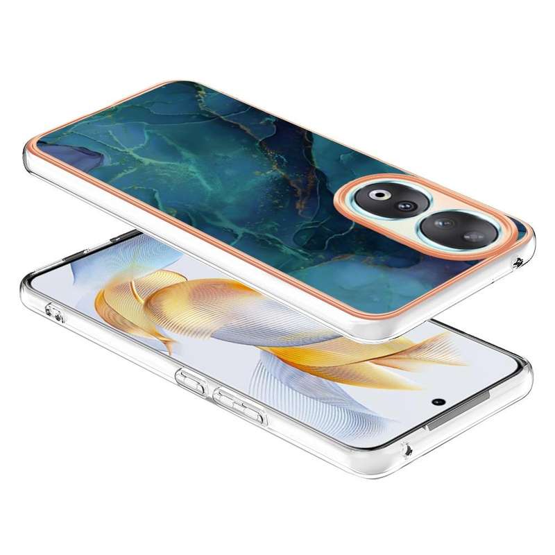 For Honor 90 5G Electroplating Marble Dual-side IMD Phone Case(Green 017)