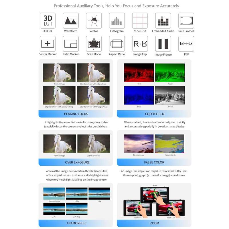 FEELWORLD F5 ProX 5.5 inch 1600nit High Bright Touch Screen DSLR Camera Field Monitor 4K HDMI F97...