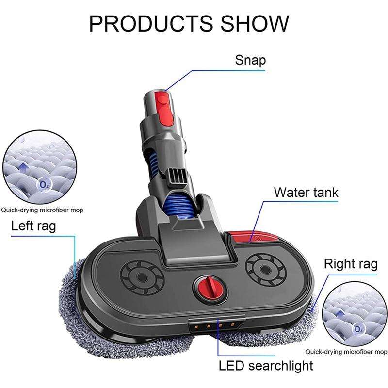 For Dyson V7 V8 V10 V11 Vacuum Cleaner Electric Mopping Head Integrated Water Tank With 6pcs Rag