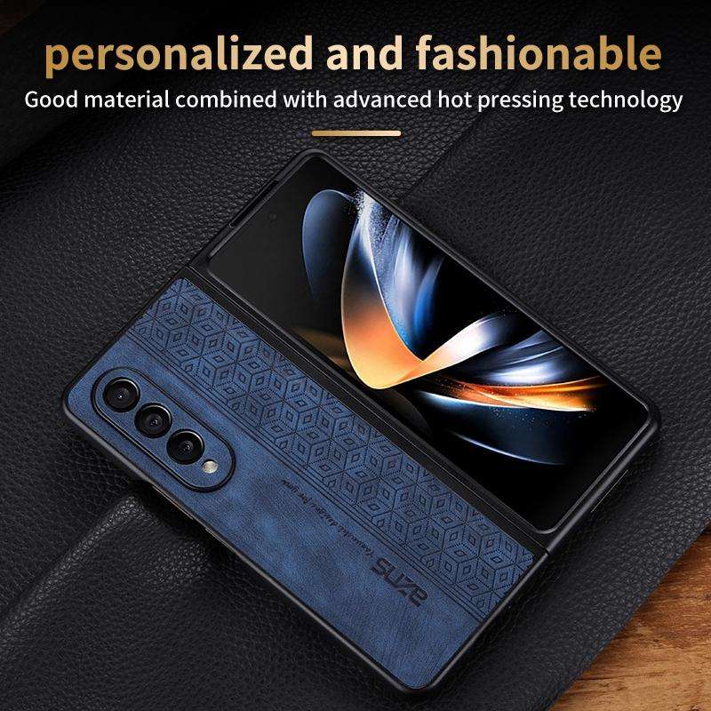 For Samsung Galaxy Z Fold3 5G AZNS 3D Embossed Skin Feel Phone Case(Brown)