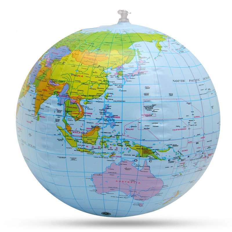 Inflatable Globe World Earth Ocean Map Ball Geography Learning Kids Educational Beach Ball , Size...