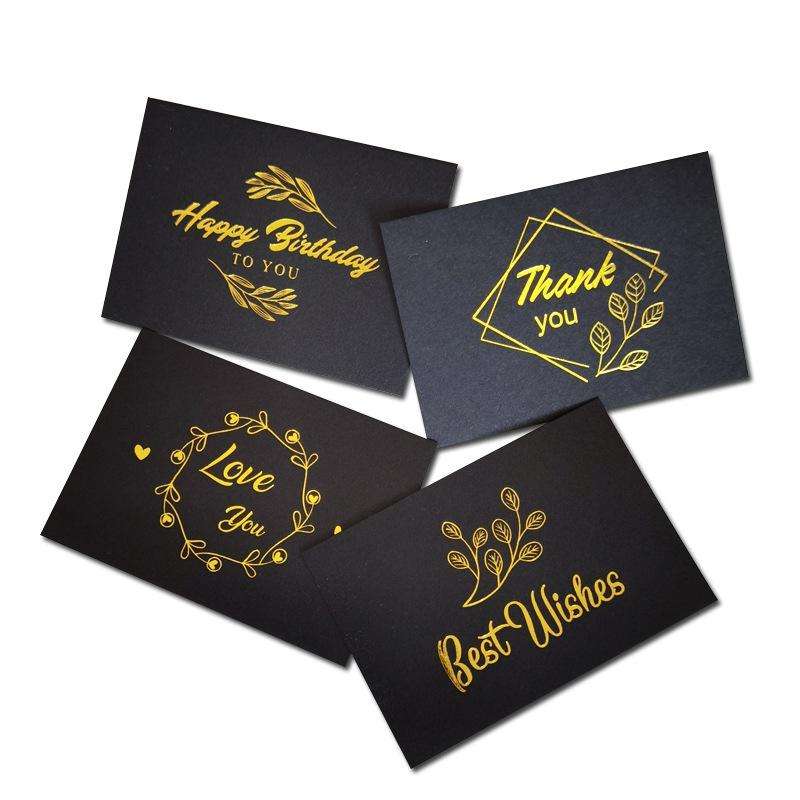 100 PCS Wedding Blessing Card Thank You Message Gift Decoration Card Bronzing Flower Greeting Car...