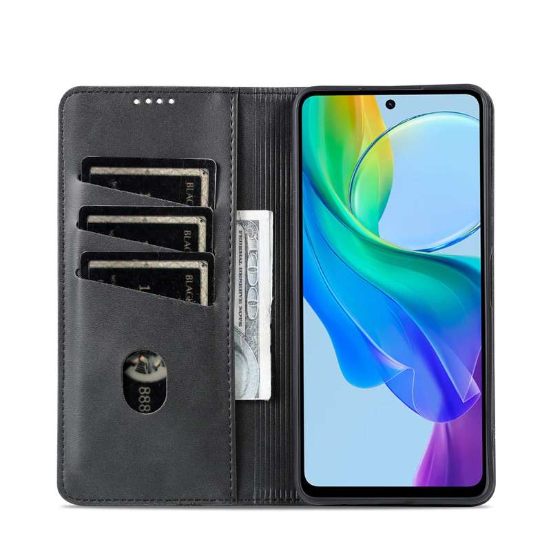 For vivo Y36 Global AZNS Magnetic Calf Texture Leather Phone Case(Black)