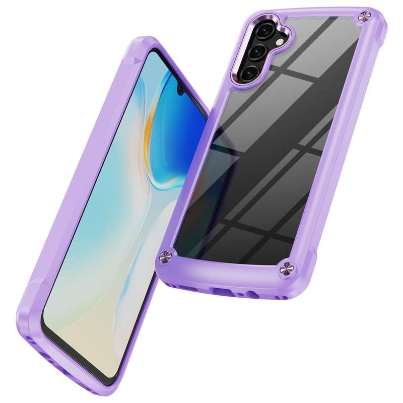 For Samsung Galaxy A14 5G Soft TPU Clear PC Shockproof Phone Case(Purple)