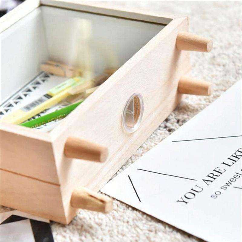 Creative Wooden Art Fresh Piggy Bank Bedroom Desktop Decoration Ornaments Sundries Storage Box, S...