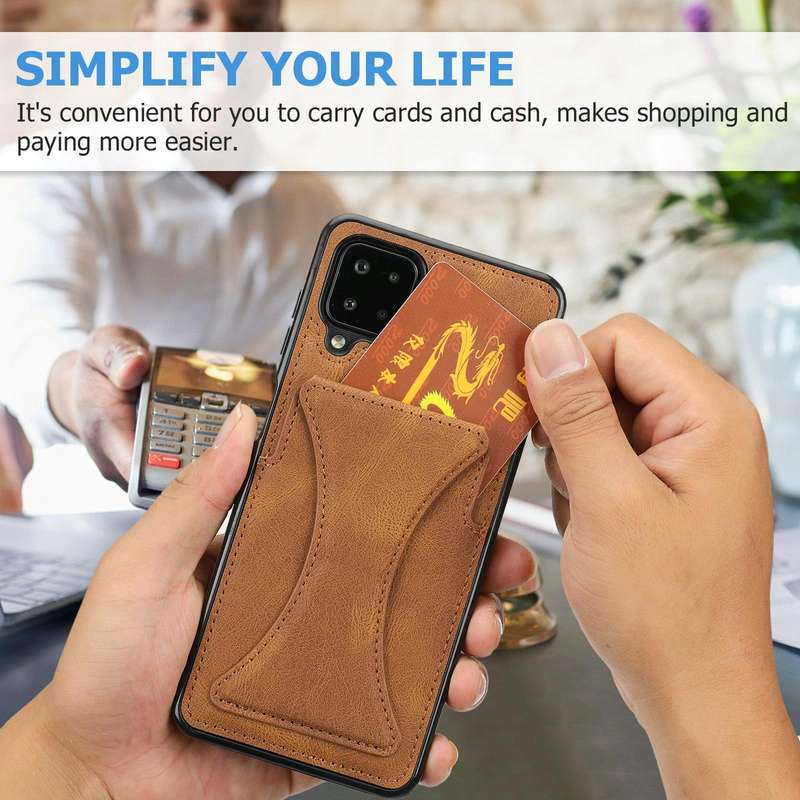 For Samsung Galaxy A12 Ultra-thin Shockproof Protective Case with Holder(Brown)