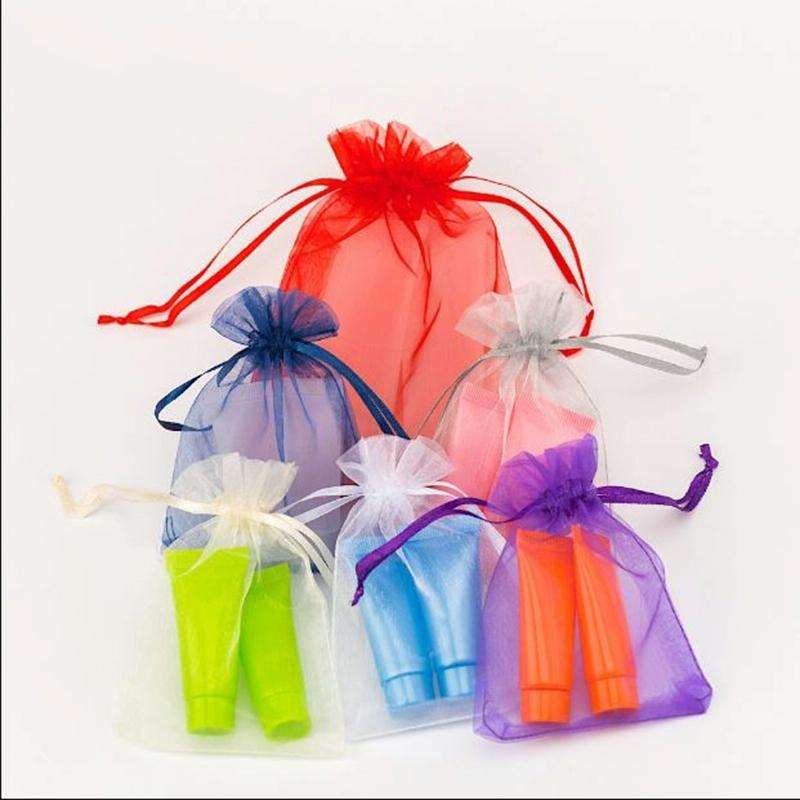 100 PCS Gift Bags Jewelry Organza Bag Wedding Birthday Party Drawable Pouches, Gift Bag Size:7X9c...