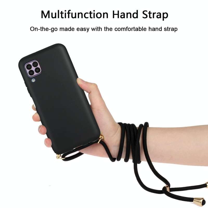 For Huawei P40 Lite Wheat Straw Material + TPU Protective Case with Lanyard(Black)