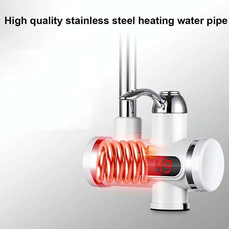 220V Kitchen Tankless Water Heater Instant Electric Faucet Electric Heater Tap with Temperature D...