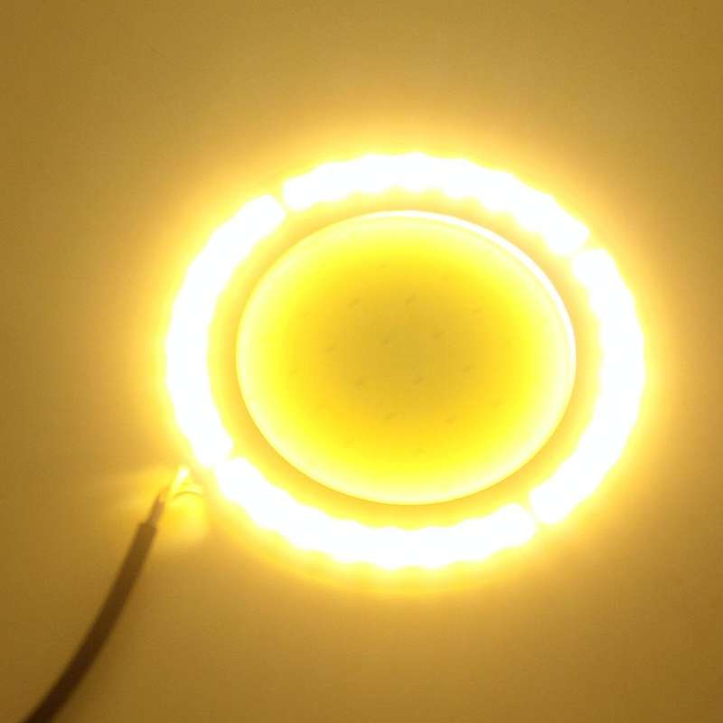 2 PCS DC 12V 10W 6000K Dual Circular Car DRL Daytime Running Lights Lamp(White Light + Yellow Light)