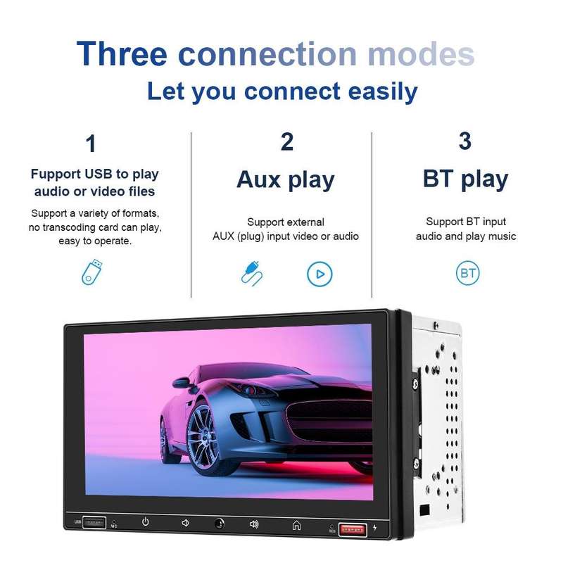A2916 7 inch Dual-spindle Universal MP5 Car Carplay MP4 Player, Style: Standard+4 Light Camera
