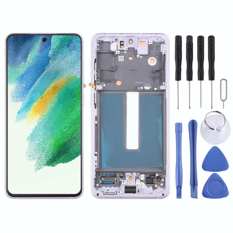 For Samsung Galaxy S21 FE 5G SM-G990B Original LCD Screen Digitizer Full Assembly with Frame (Pur...