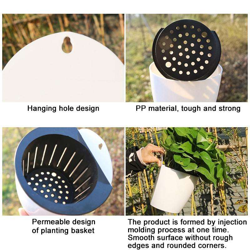 Self-Watering Planter Grow Plants Lazy Flower Pots Wall-hanging Round Resin Plastic Flower Pots, ...