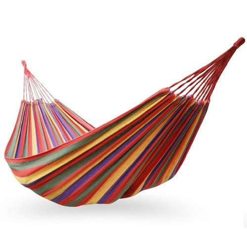 Portable cotton  rope outdoor swing fabric camping hanging hammock canvas bed