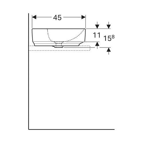 Geberit VariForm Oval Counter Top Vanity Basin with Tap Hole Bench