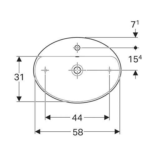 Geberit VariForm Oval Countertop Vanity Basin with Tap Hole Bench