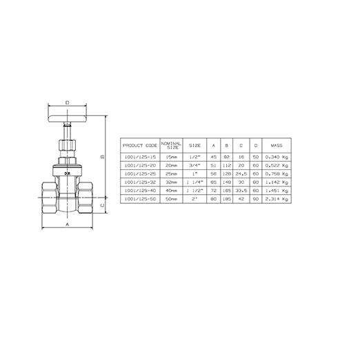 Cobra Gate Valve FxF SANS 25mm