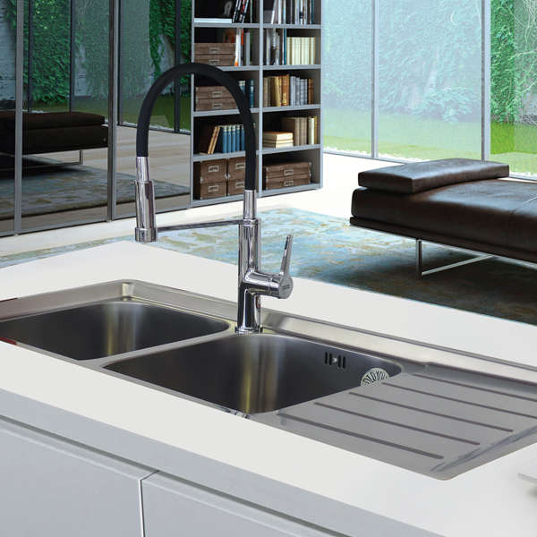 Franke Neptune NEX 621 Double Bowl Deep Inset Sink RH Drainer - Stainless Steel