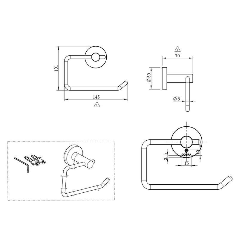 Cobra Seine Toilet Paper Holder - Brushed Gun Grey