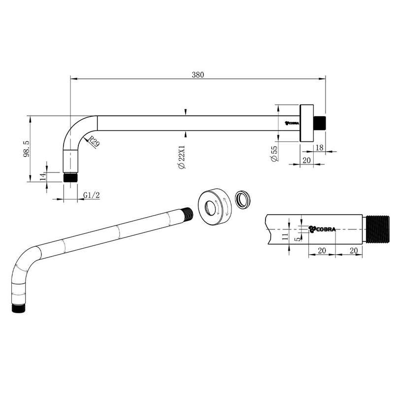 Cobra Seine Shower Arm