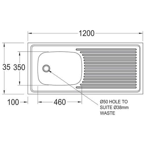 Franke Trendline 711 Single Bowl Overmount Sink 1200 x 535mm - Stainless Steel