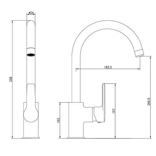 Franke High Rise Single-Lever Sink Mixer - Black