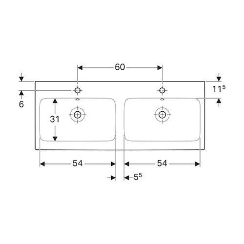 Geberit iCon Double Bowl Wall-Hung Basin