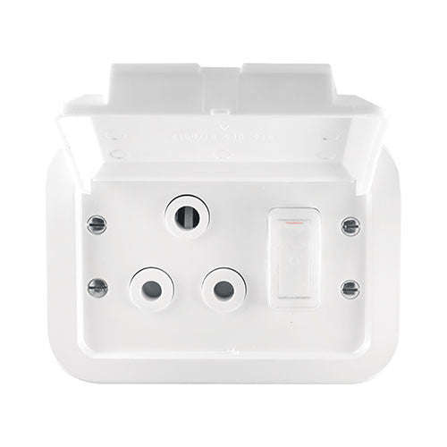 Crabtree Industrial Single RSA Weatherproof Socket 2 x 4 - Plastic Surface Box